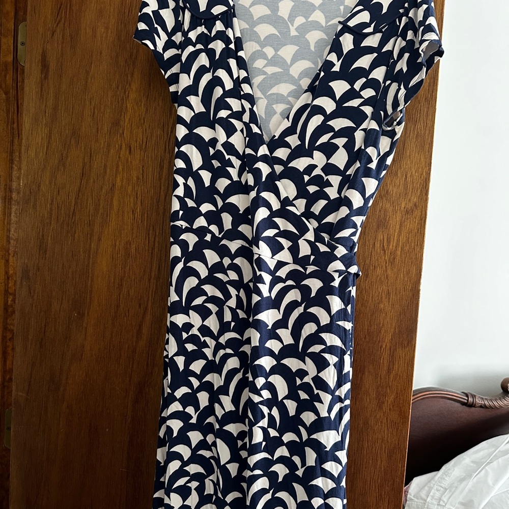 Boden Blue and Cream Floral wrap dress size 12